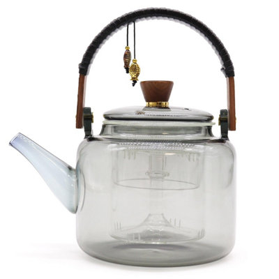 Premium Glass Infuser Teapot With Steamer System1000MlCharcoal from B&Q