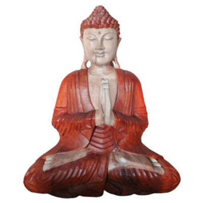 Hand Carved Suar Wood Buddha Statue40Cm from B&Q