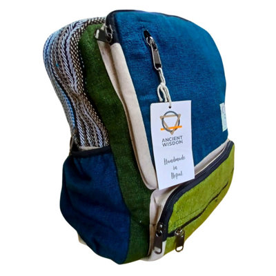 Large Hemp Backpack In Teal & SageEco-Friendly & Durable Storage from B&Q