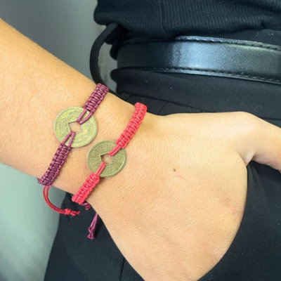 Handmade Friendship Bracelets With Lucky Feng Shui Coin (Assorted) from B&Q