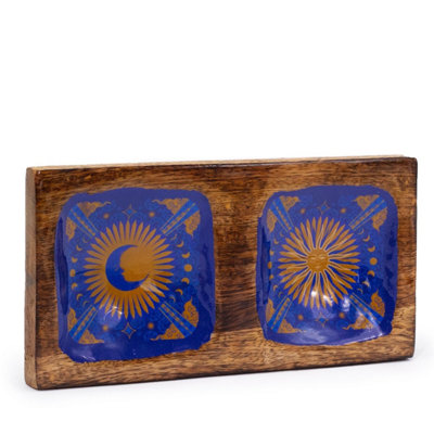 Sun & Moon Enameled Double Trinket TrayHandcrafted Jewelry Organizer from B&Q