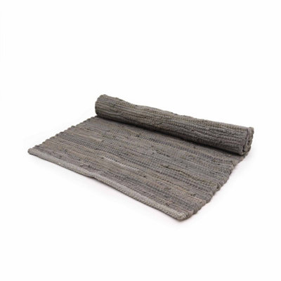Small Indian Handloom Cotton RugCharcoalSoft & Durable Decor from B&Q