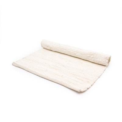 Small Indian Handloom Cotton RugCreamElegant & Durable from B&Q