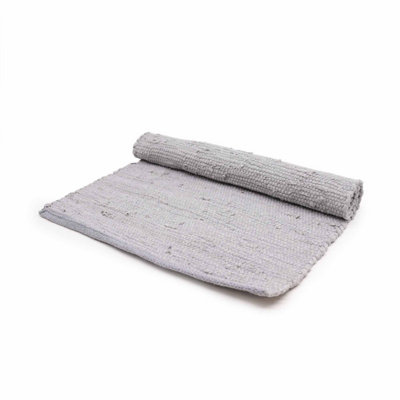 Small Indian Handloom Cotton RugGreySoft & Durable Decor from B&Q
