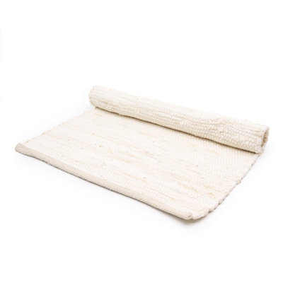 Medium Indian Handloom Cotton RugCreamSoft & Durable from B&Q