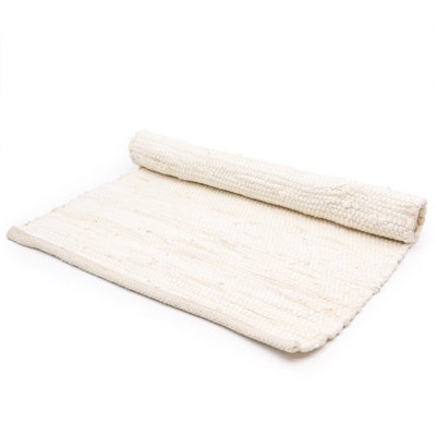 Large Cream Indian Handloom Cotton RugSoftDurable & Elegant from B&Q