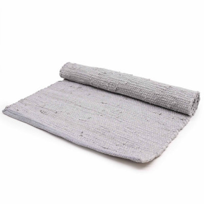 Large Grey Indian Handloom Cotton RugSoftDurable & Stylish from B&Q