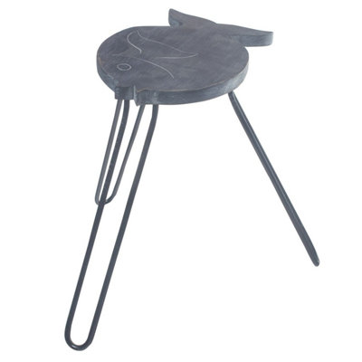 Greywash Albasia Wood Fish StandRustic Decorative Display Piece from B&Q