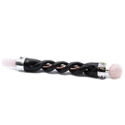 Spiral Carving Rose Quartz Healing Wand With Copper Pipe22Cm from B&Q