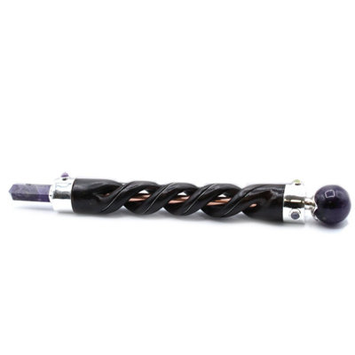 Spiral Carving Healing Wand With Copper & Amethyst22Cm from B&Q