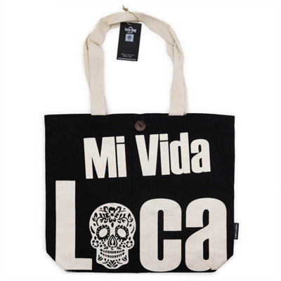  - Mi Vida Loca Black & Natural Cotton Tote BagStylish & Durable