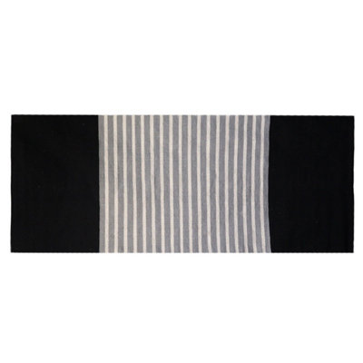 Indian Cotton Rug 70X170CmBlack/greyHandcrafted & Durable from B&Q
