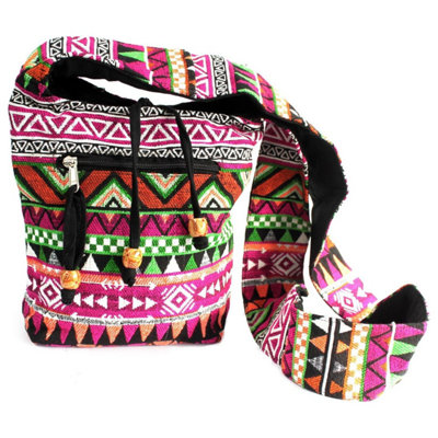 Elegant Pink Jacquard Sling Bag For Travel & Casual Use from B&Q