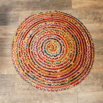 Handmade Round Jute & Recycled Cotton Rug90CmEco-Friendly from B&Q