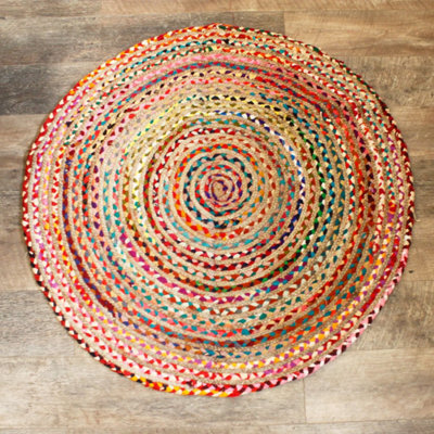 Handmade Round Jute & Recycled Cotton Rug120CmEco-Friendly from B&Q