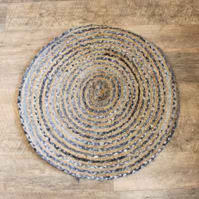 Handmade Round Jute & Recycled Denim Rug90CmEco-Friendly India from B&Q