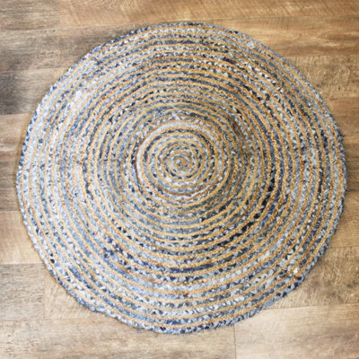 Eco-Friendly Handmade Jute & Recycled Denim Rug120Cm from B&Q