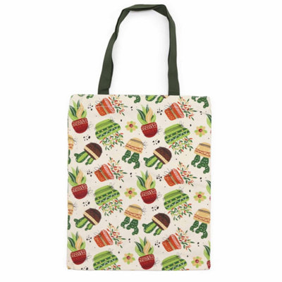  - Classic Cactus Motif Tote Bag 40X34CmStylish & Practical Zipper Bag