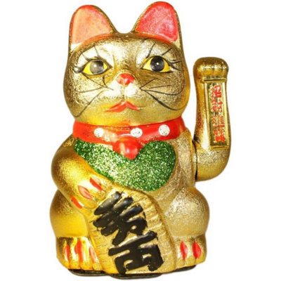 Large Money Cat Waving Feng Shui Lucky Cat For Wealth & Fortune from B&Q