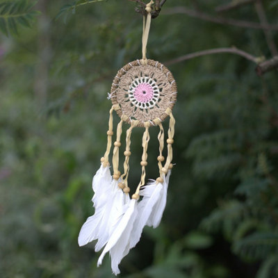 Pastel Pink Macramé Dream CatcherHandmade Bali Boho Decor from B&Q