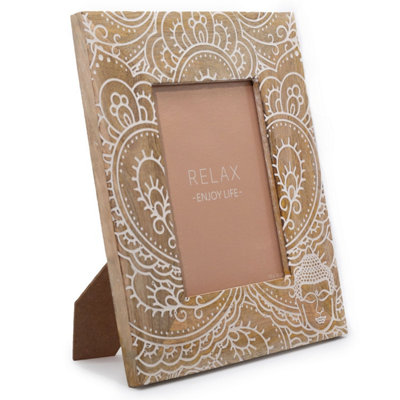 Elegant White Mango Wood Buddha Frame For 13X18Cm Photos from B&Q
