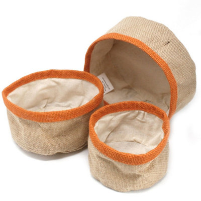  - Set Of 3 Eco-Friendly Jute Baskets With Cotton Lining