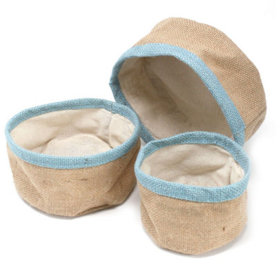  - Set Of 3 Eco-Friendly Jute Baskets With Cotton LiningMade In India