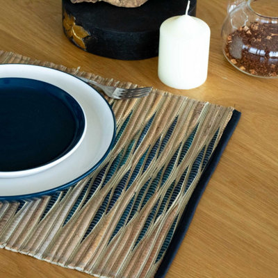 Water Hyacinth Blue Waves PlacematHandcraftedEco-Friendly Dining Decor from B&Q