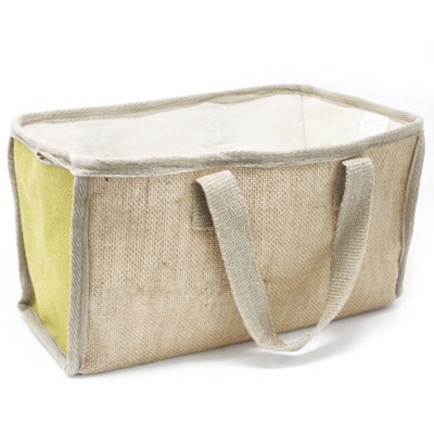 Eco-Friendly Large Jute & Cotton Shopping Basket 33X18X20Cm