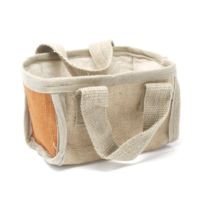 Eco-Friendly Jute & Cotton Mini Shopping Basket16X10X12Cm