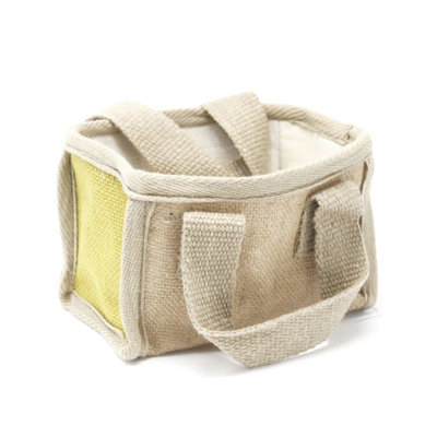 Eco-Friendly Jute & Cotton Mini Shopping BasketGreen16X10X12Cm