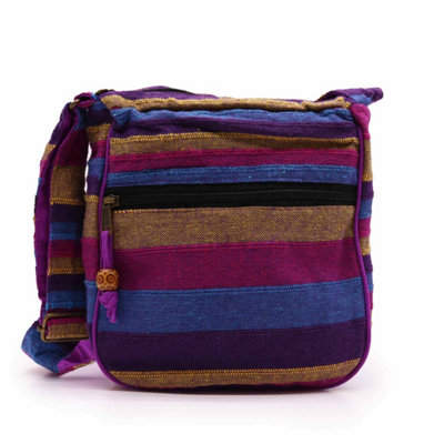 Lrg Nepal Sling Bag With Adjustable StrapWild Flowers Blue from B&Q