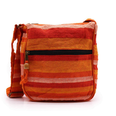 Sunrise Orange Nepal Sling Bag With Adjustable Strap & Multiple Compartments from B&Q