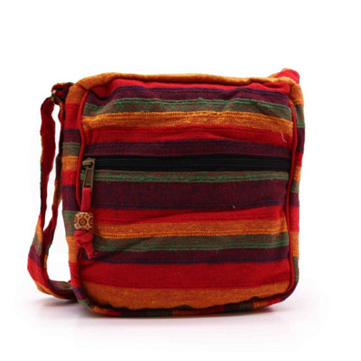 Sunset Reds Nepal Sling Bag With Adjustable Strap & Multiple Compartments from B&Q