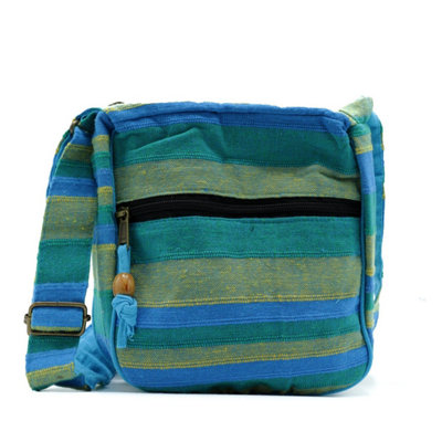 Large Nepal Sling Bag With Adjustable StrapGreen & Blue from B&Q