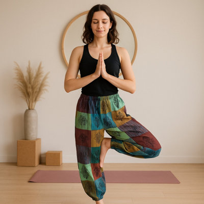  - Nomad Sari Mushroom PantsGreen Block PrintLightweight & Comfortable S/m