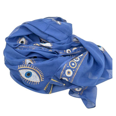 Nomad Sari Med Collection ParioHand-Painted Gold Evil EyeRich Blue from B&Q