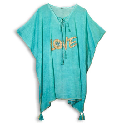 Nomad Sari Med Collection KaftanTurquoise & Gold Love Design from B&Q
