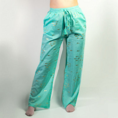 Lxl Nomad Sari Med Collection Lounge PantsTurquoise Gold Fish Design from B&Q