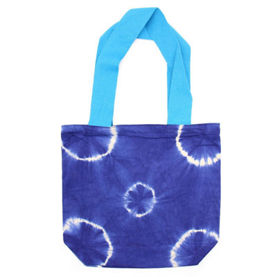  - Natural Tie-Dye Cotton Bag 8OzBlue Rings & HandleEco-Friendly
