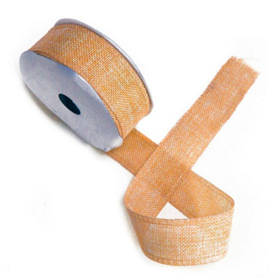 B&Q Vintage Orange Natural Texture Ribbon 38mm X 20M For Gift Wrapping & Decor