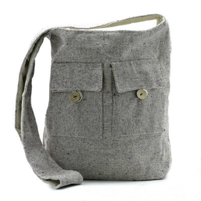 B&Q Natural Tones Two Pocket Bag - Soft Lavender, Large Canvas Tote