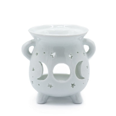 Moon Phase White Cauldron Oil BurnerRelaxing Aromatherapy Decor from B&Q