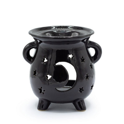 Moon & Stars Black Cauldron Oil BurnerElegant Fragrance Diffuser from B&Q