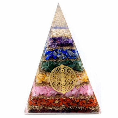 Seven Chakra Flower Of Life Orgonite Pyramid 70mm For Energy Balance from B&Q