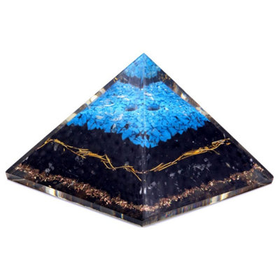 Turquoise & Black Tourmaline Orgonite Pyramid 70mm For Energy Cleansing from B&Q