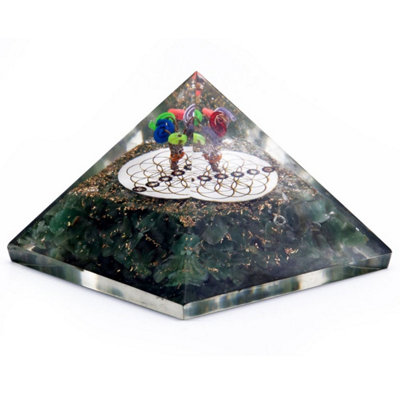  - Green Aventurine Orgonite Pyramid With Flower Of Life70mm Decor & Energy