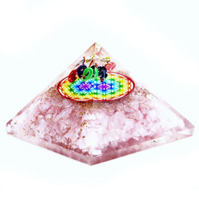  - Rose Quartz Rainbow Orgonite PyramidLove & Healing 70mm