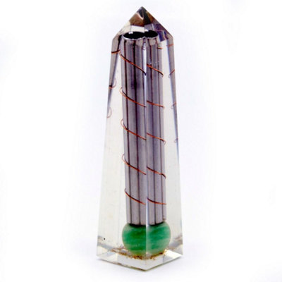  - Orgonite Obelisk Power PointGreen Aventurine110X30mm For Energy & Abundance