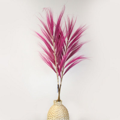  - Rayung Pink Pampas Grass Display1.6M Tropical DecorHandcrafted In Bali